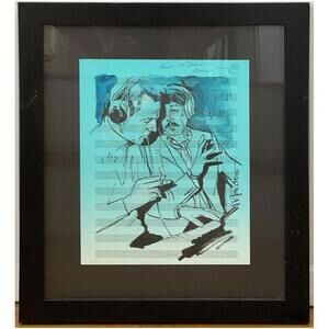 Paul McCartney George Martin hand signed artwork by Joe Petruccio LOA